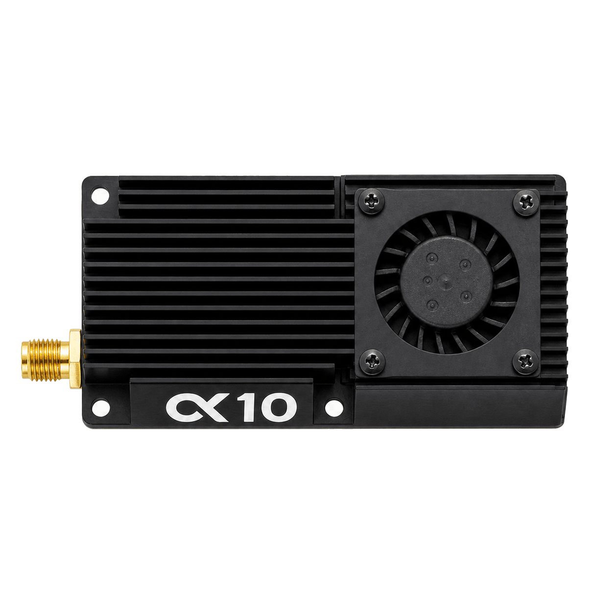 正顶视横向摆放的 AKK Alpha 10 5.8GHz 10W 图传